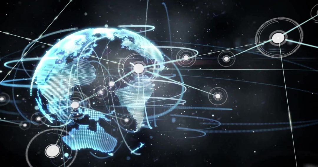 Digital Global Network with Futuristic Connections Over Earth