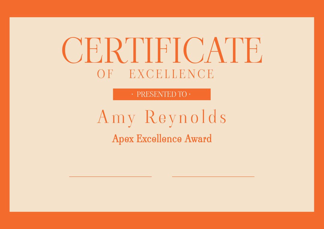 Elegant Certificate of Excellence Template with Orange Border - Download Free Stock Templates Pikwizard.com