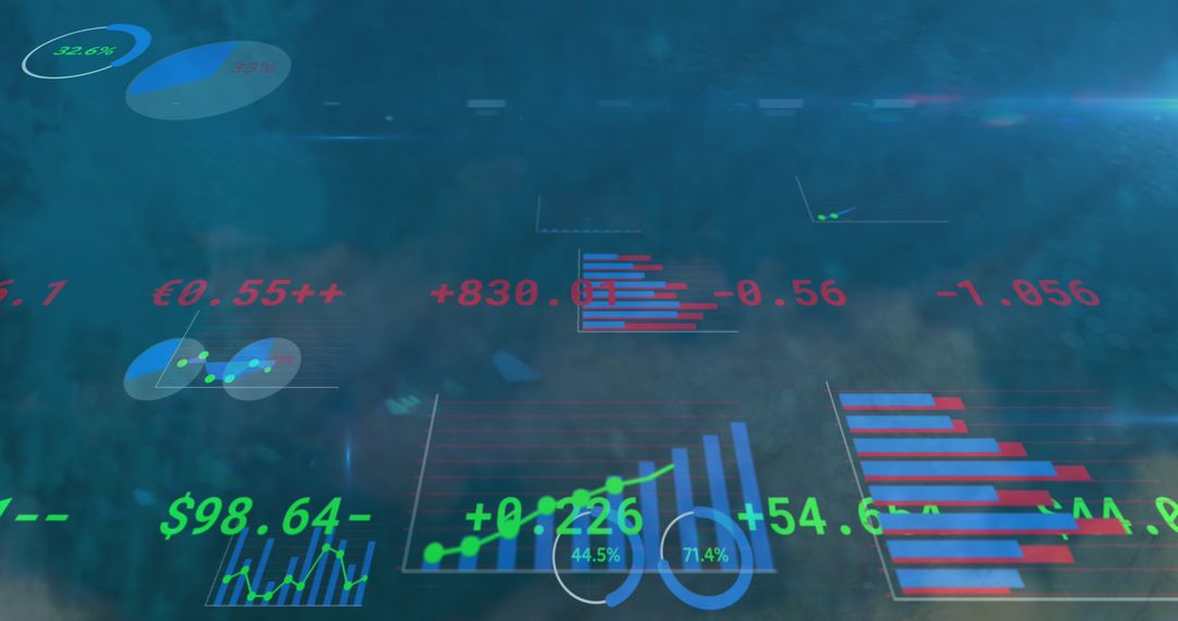Digital Financial Graphs on Navy Background Displaying Economic Trends
