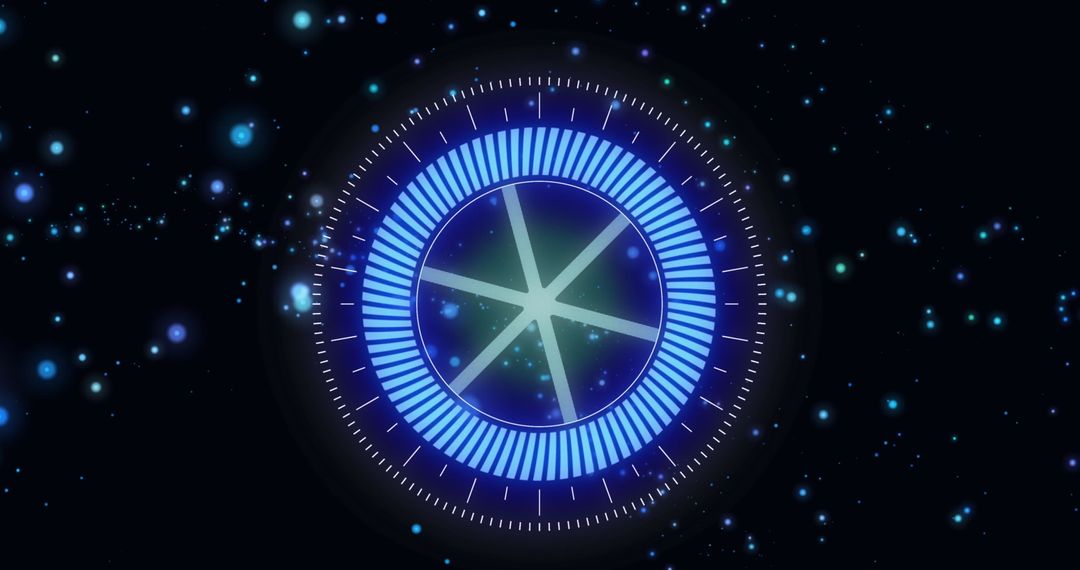 Futuristic Blue Digital Interface with Glowing Particles