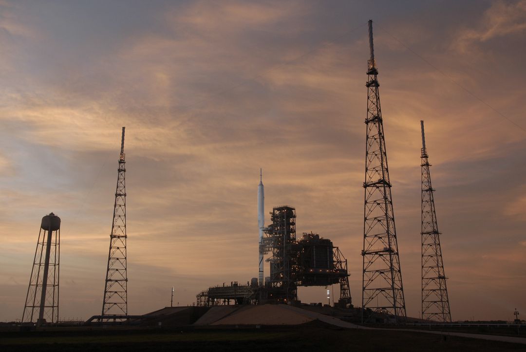 Launch Pad 39B at Daybreak Featuring Ares I-X Rocket - Free Images, Stock Photos and Pictures on Pikwizard.com