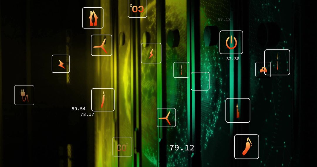Eco Icons Interfacing Data Flow over Computer Servers