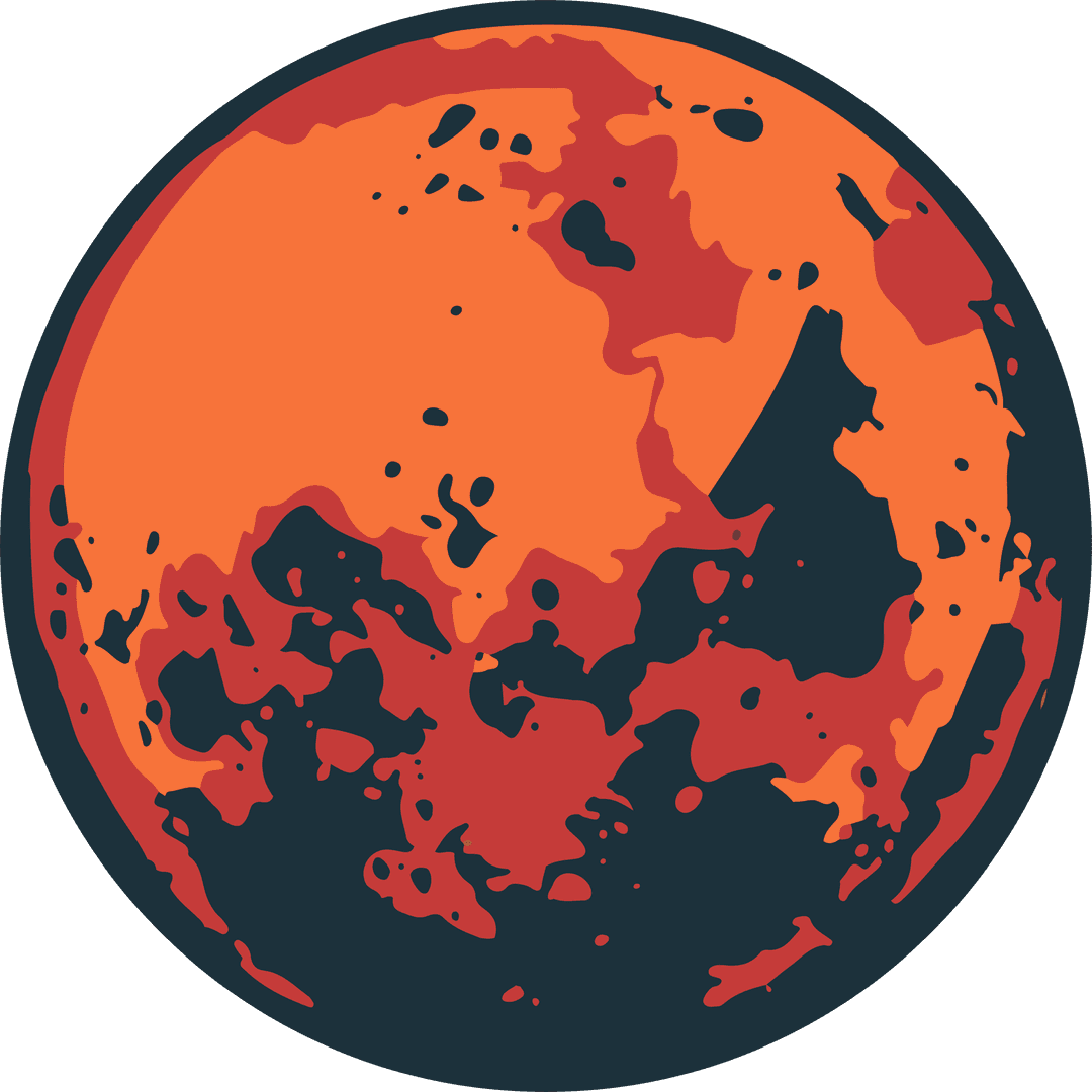 Stylized Planet Sphere With Molten Surface on Transparent Background