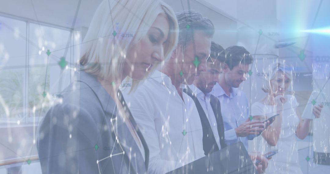 Business Team Engaged with Technology and Digital Connections Concept