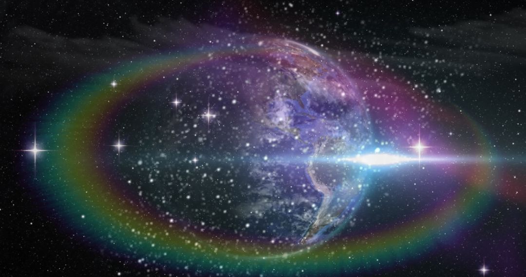 Planet Encased in Cosmic Radiance with Galactic Halo