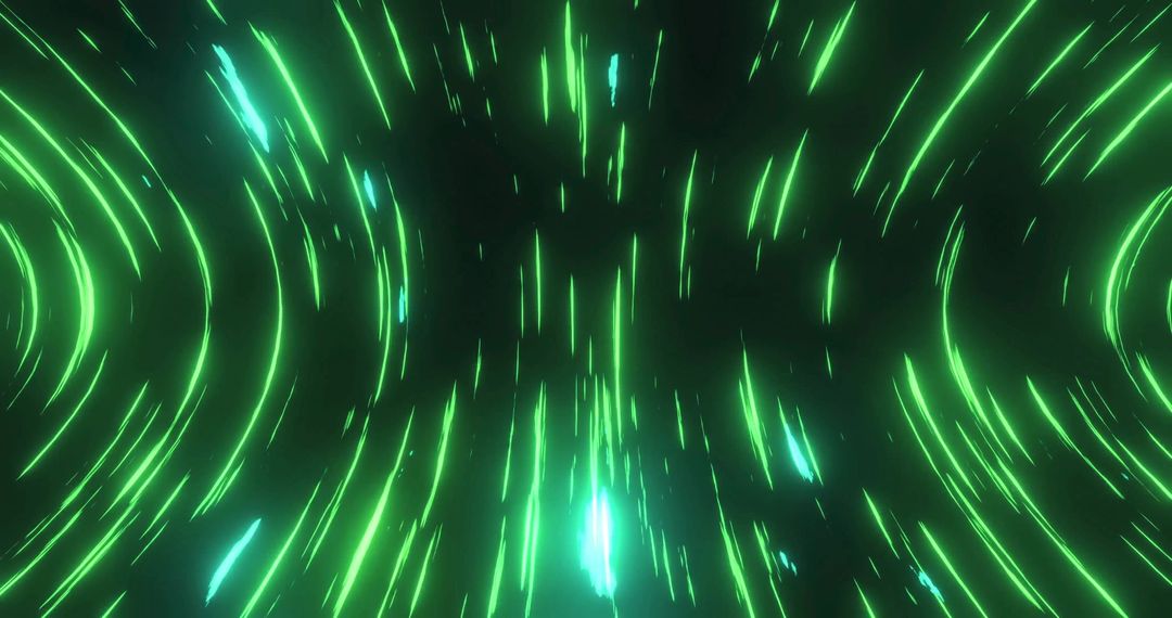 Dynamic Green Light Trails Against Dark Background