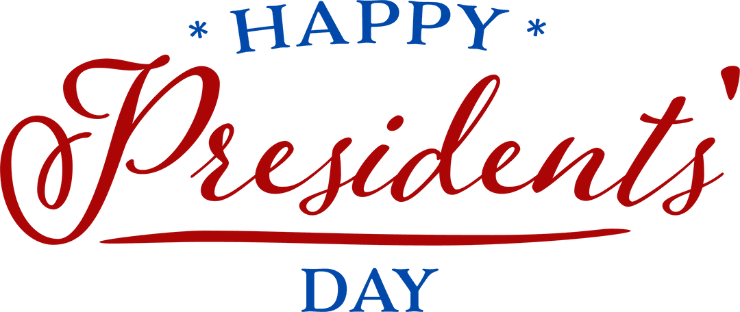 Happy Presidents' Day Text Freezing Instilled on Transparent Background