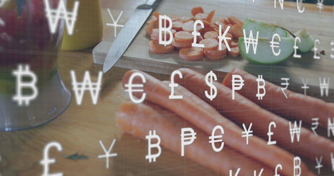 Digital Currencies Mixed with Fresh Produce Representing Fintech in Agriculture