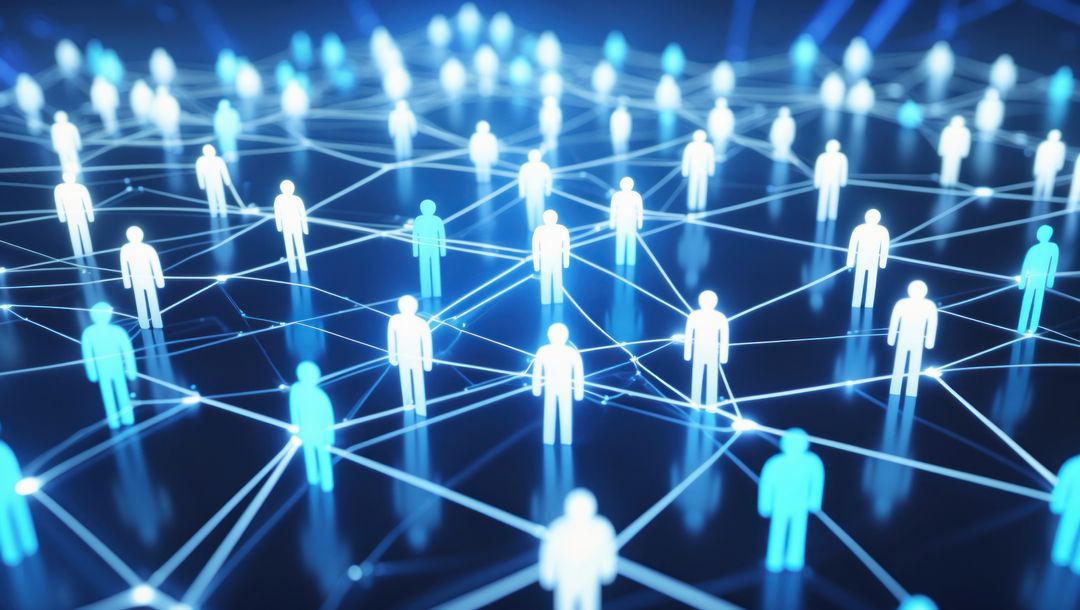 Digital Human Network Visualization with Glowing Icons