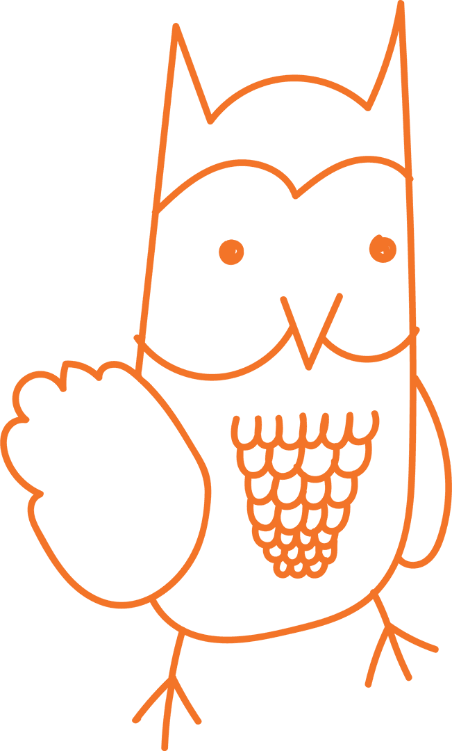 Transparent Vector Outline of Owl Design on White Background