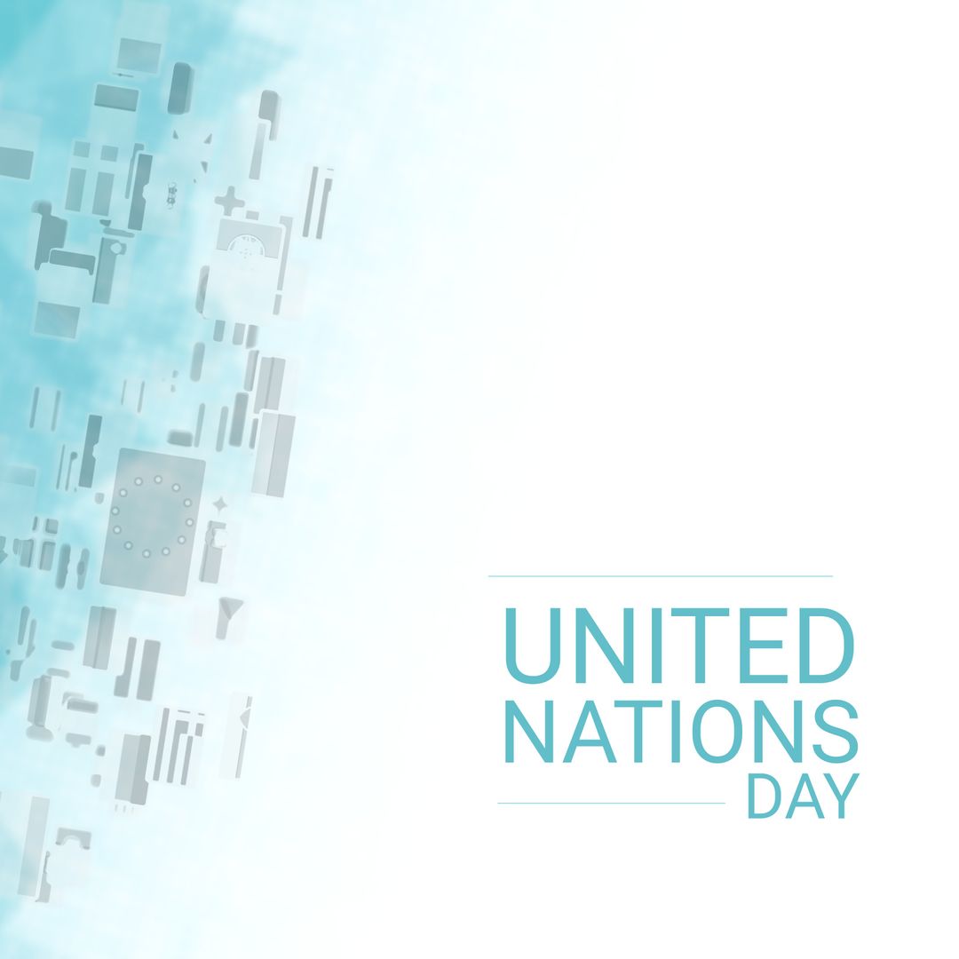 United Nations Day Abstract Design with Blue Abstract Maps