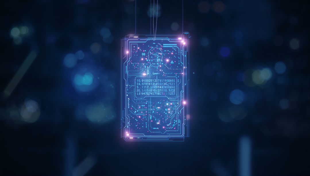 Futuristic Holographic Circuit Board with Digital Codes