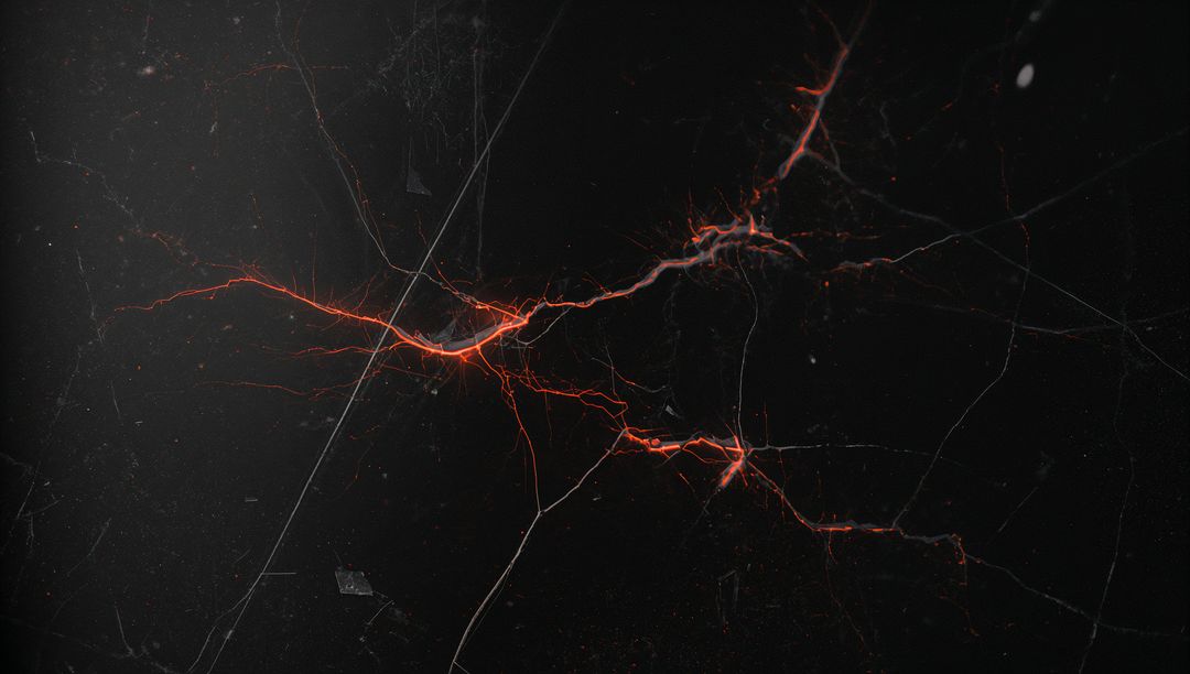 Futuristic Glowing Red Lightning on Dark Textured Surface