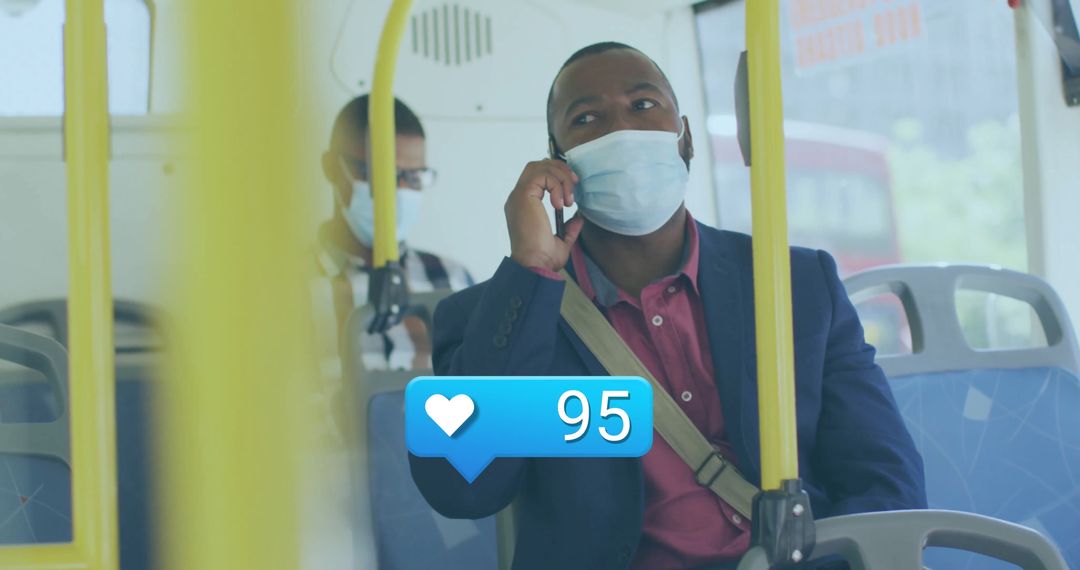 Businessman Talking on Smartphone in Urban Bus Commute
