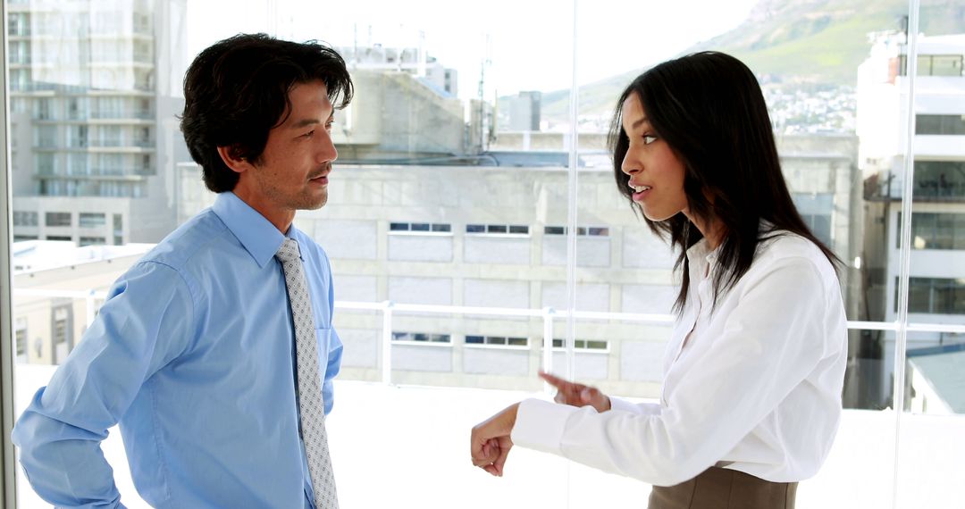 Business Partners Engaging in Heated Discussion in Modern Office
