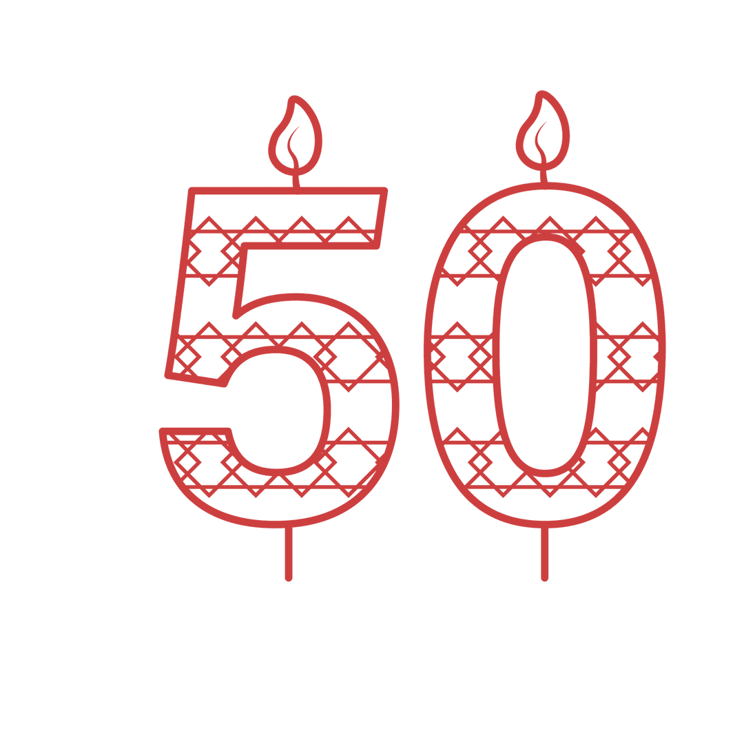 Red Transparent Birthday Number 50 Candle Vector
