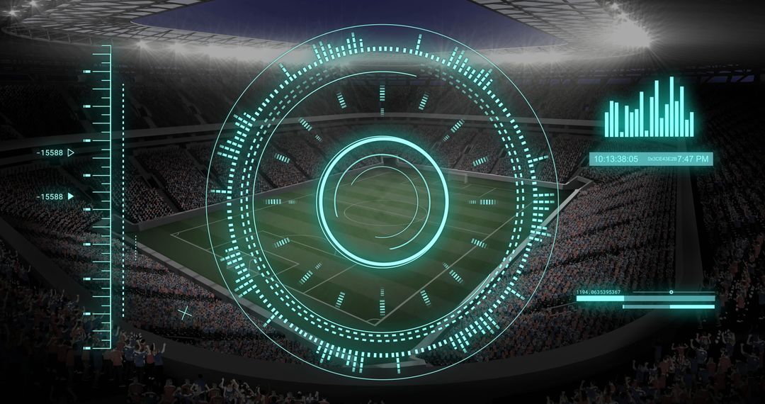 Digital Data Interface Scanning Sports Stadium View