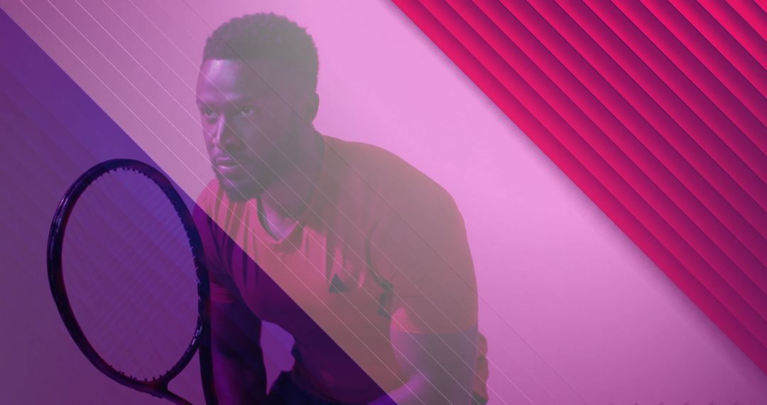 Tennis Player Focus with Modern Design Overlay