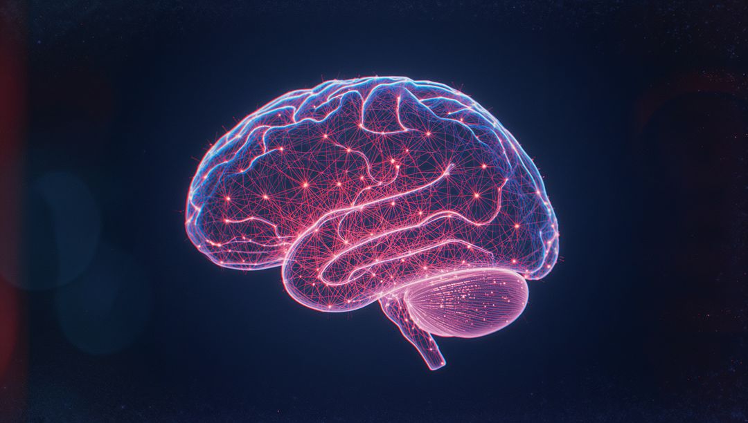 Futuristic Digital Brain with Glowing Neural Network Connections