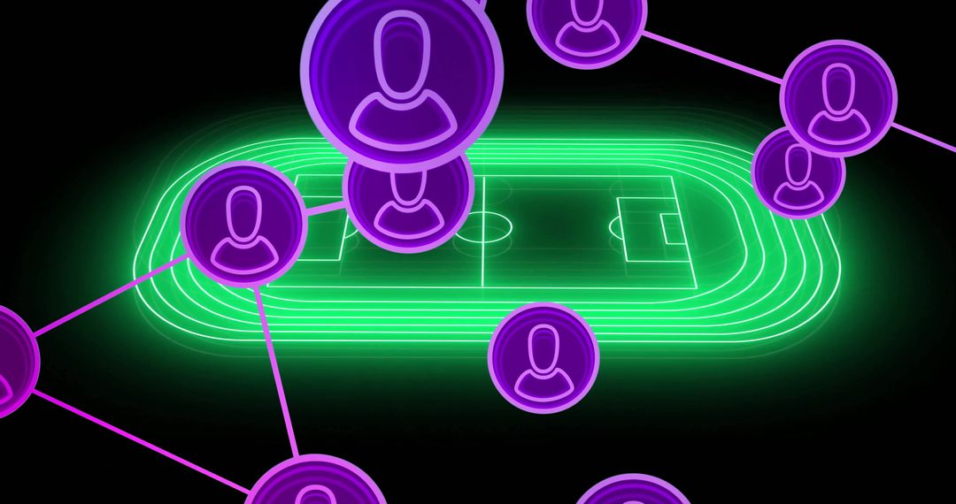 Neon Stadium Connections Representing Digital Networking in Sports