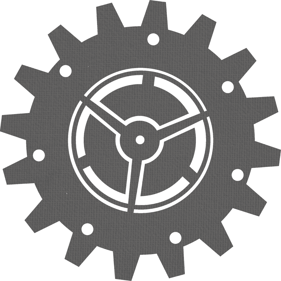 Transparent Industrial Gear Schematic Silhouette