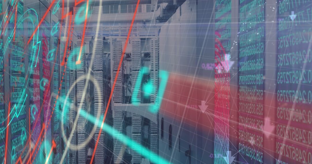 Digital Financial Data Overlaid on Modern Office Environment