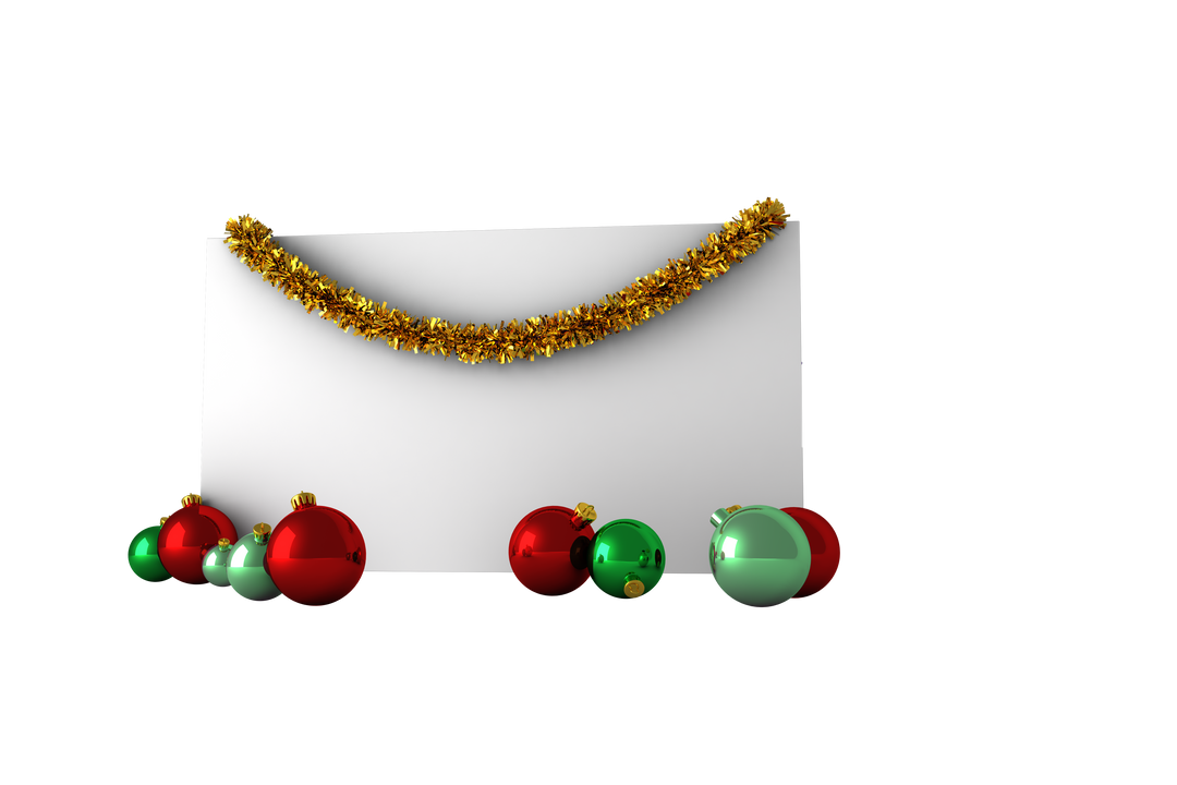 Transparent Christmas Sign Decor with Ornaments and Gold Garland - Download Free Stock Images Pikwizard.com