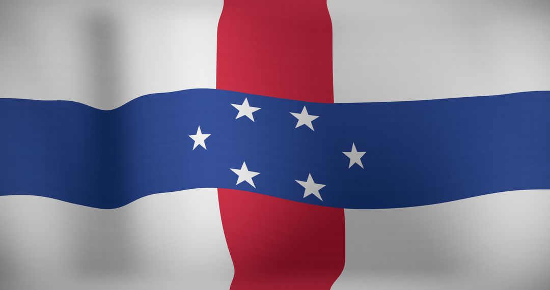 Waving Flag of Netherlands Antilles in Soft Focus