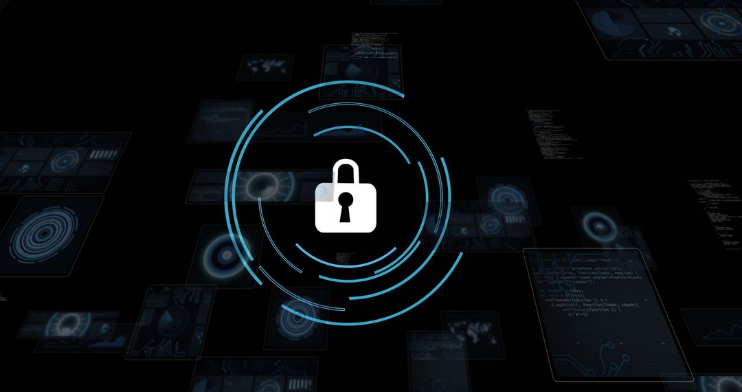 Digital Security Lock Icon with Data and Global Connections