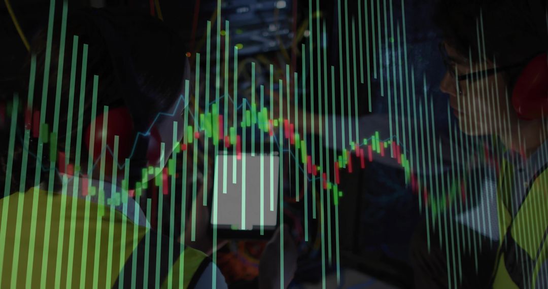 Industrial Technicians Monitoring Control Systems with Tech Overlay