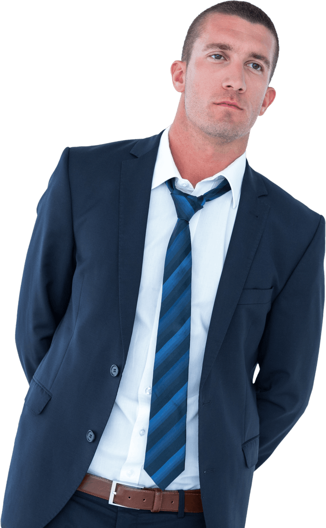 Transparent Businessman Contemplating Professional Goal in Suit