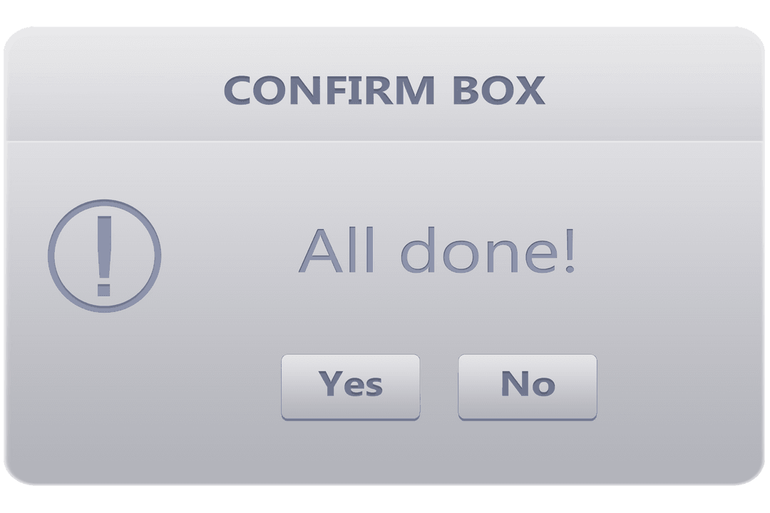 Transparent Digital Confirm Box with Icon and Buttons