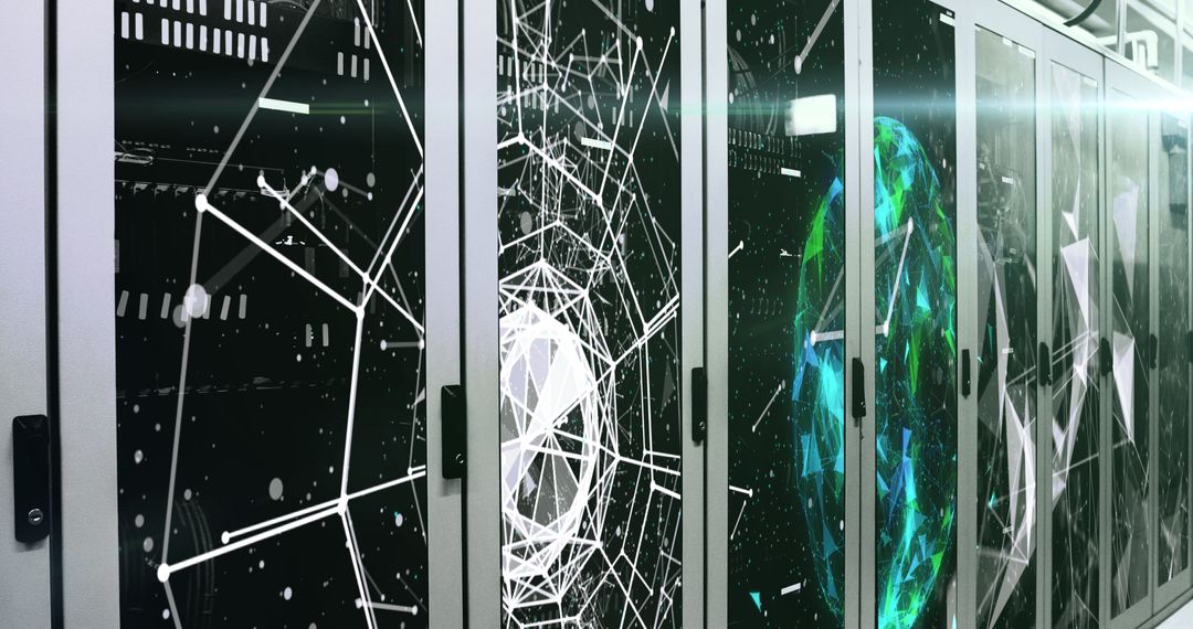 Computer Servers with Digital Network Concept