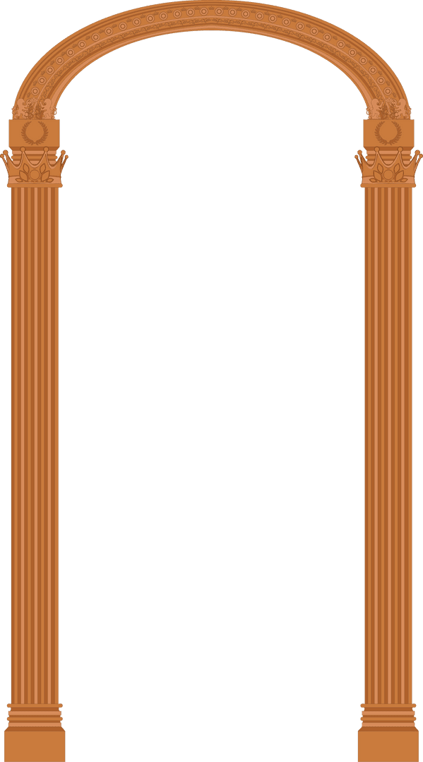 Transparent Classic Archway with Fluted Columns and Decorative Wreaths