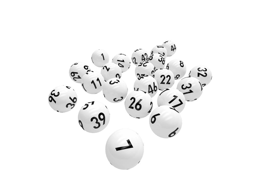 3D Transparent Bingo Balls on White Mirrored Surface