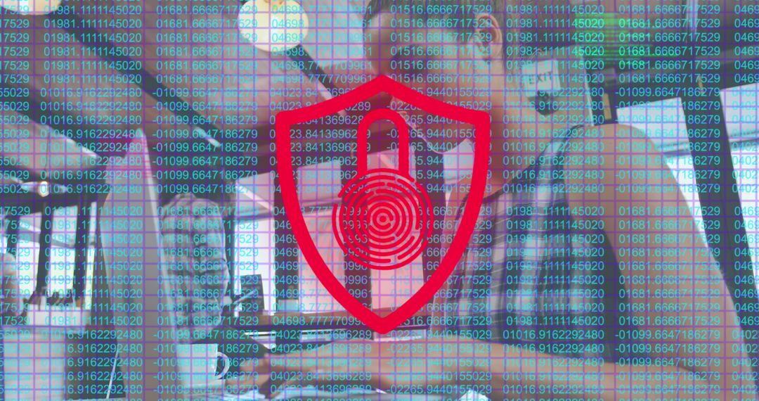 Cybersecurity Concept with Digital Lock and Data Overlay - Free Images, Stock Photos and Pictures on Pikwizard.com