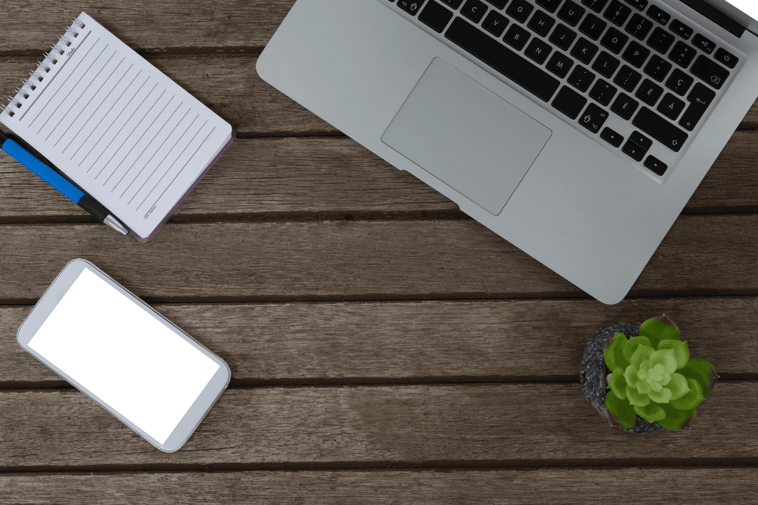 Transparent Tech Workspace with Laptop and Tablet Setup
