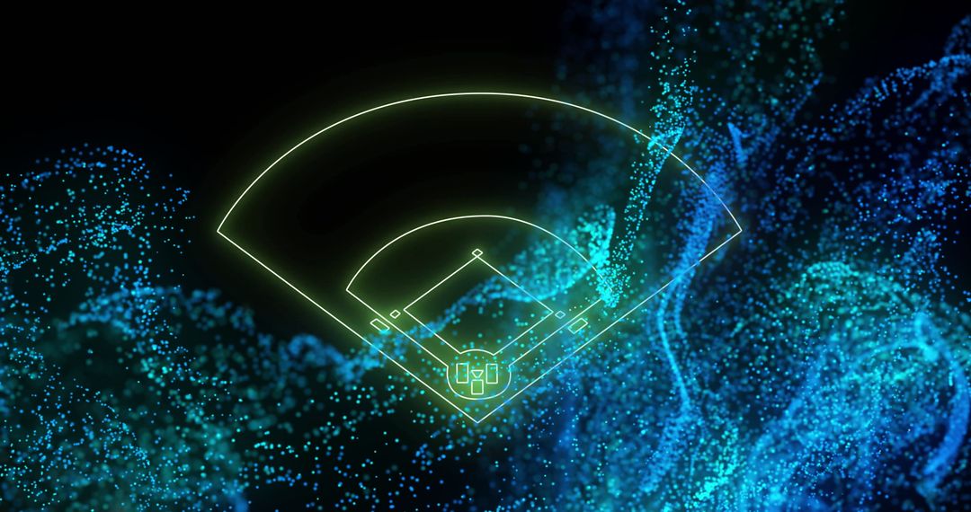 Futuristic Baseball Field Layout with Digital Particle Design