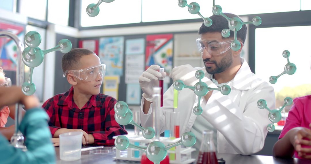 Scientist Demonstrating Experiment to Engaged Students