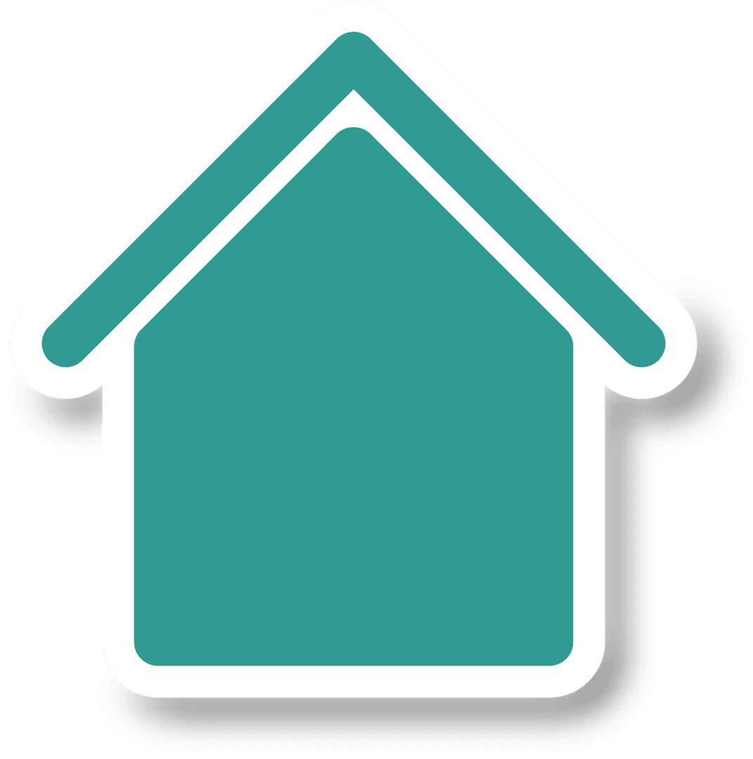 Turquoise Home Shape Icon on Transparent Background