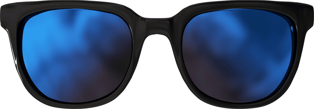 Transparent Black Sunglasses with Blue Reflective Lenses