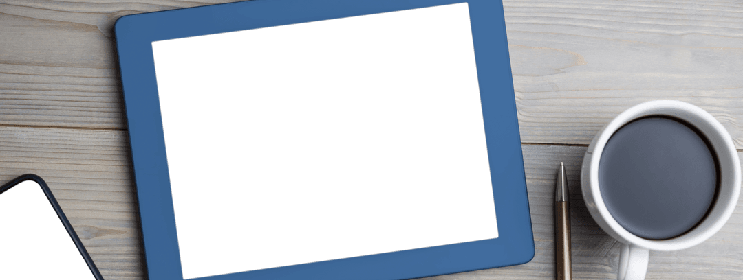 Digital Transparent Tablet with Coffee on Desk Vector Illustration