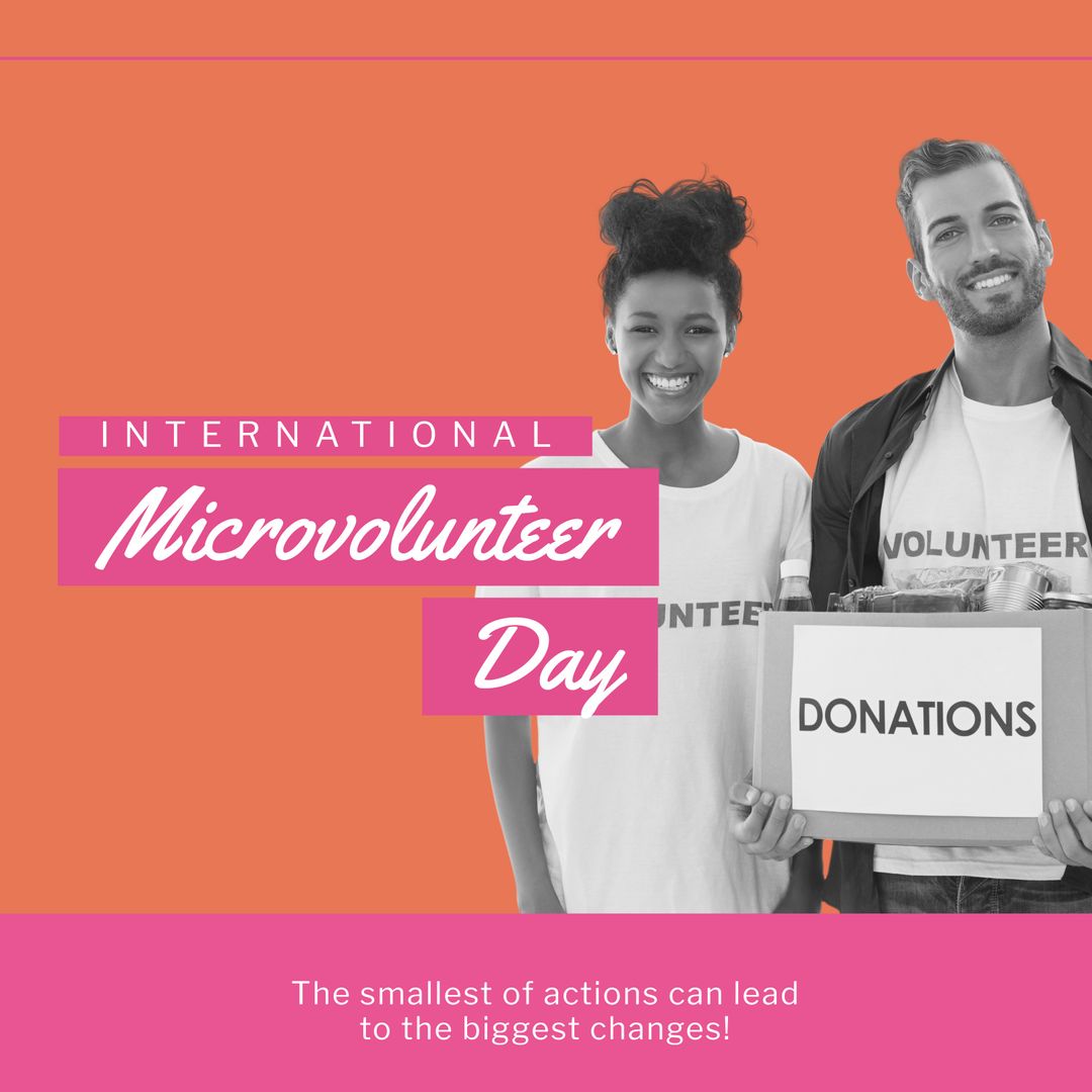 International Microvolunteering Day Poster with Smiling Volunteers - Download Free Stock Templates Pikwizard.com