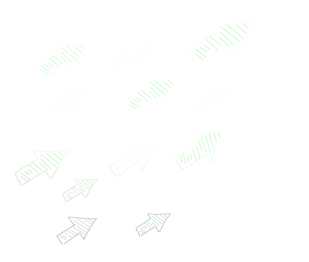 Rising Green and White Arrows on Transparent Background