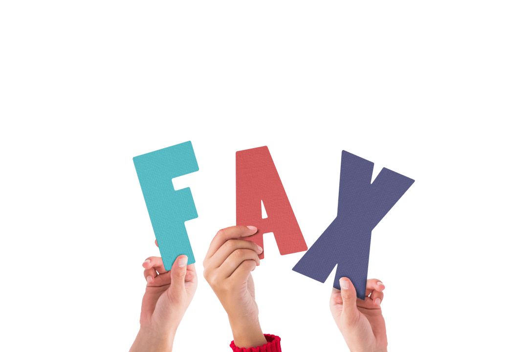 Hands Holding Fax Letters on Transparent Background