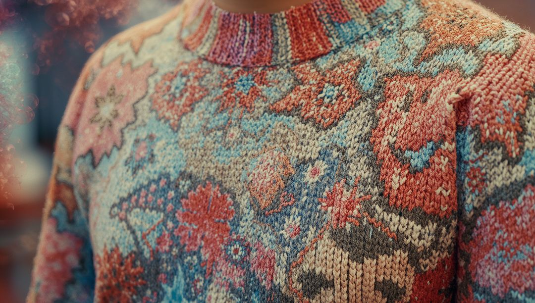 Intricate Knit Sweater with Floral Geometric Design