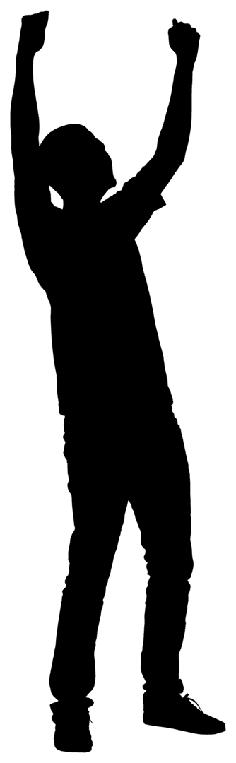 Silhouette of Man Standing on Transparent Background