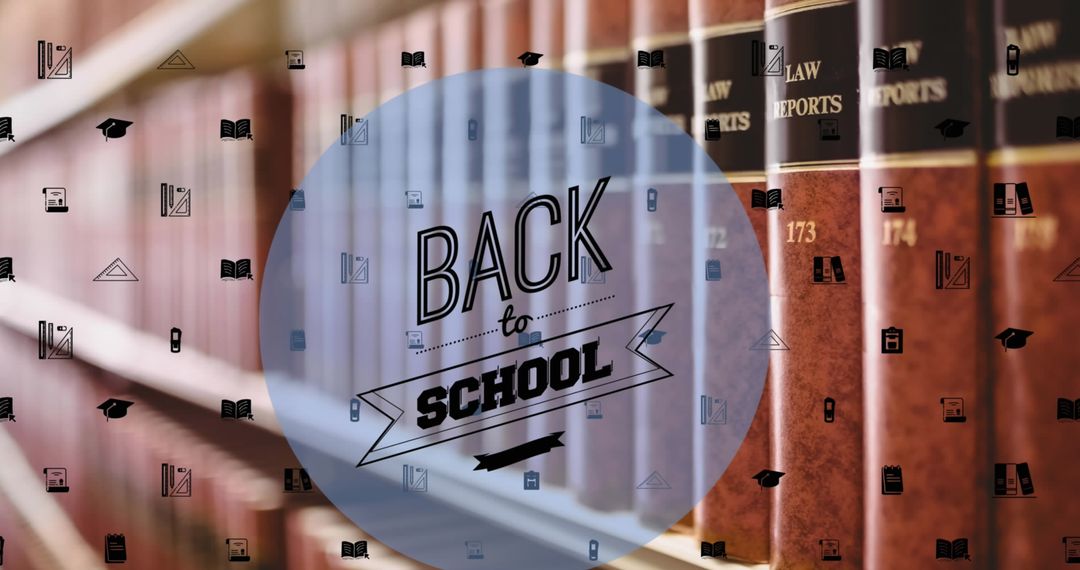 Back to School Education Concept with Library Books and Icons