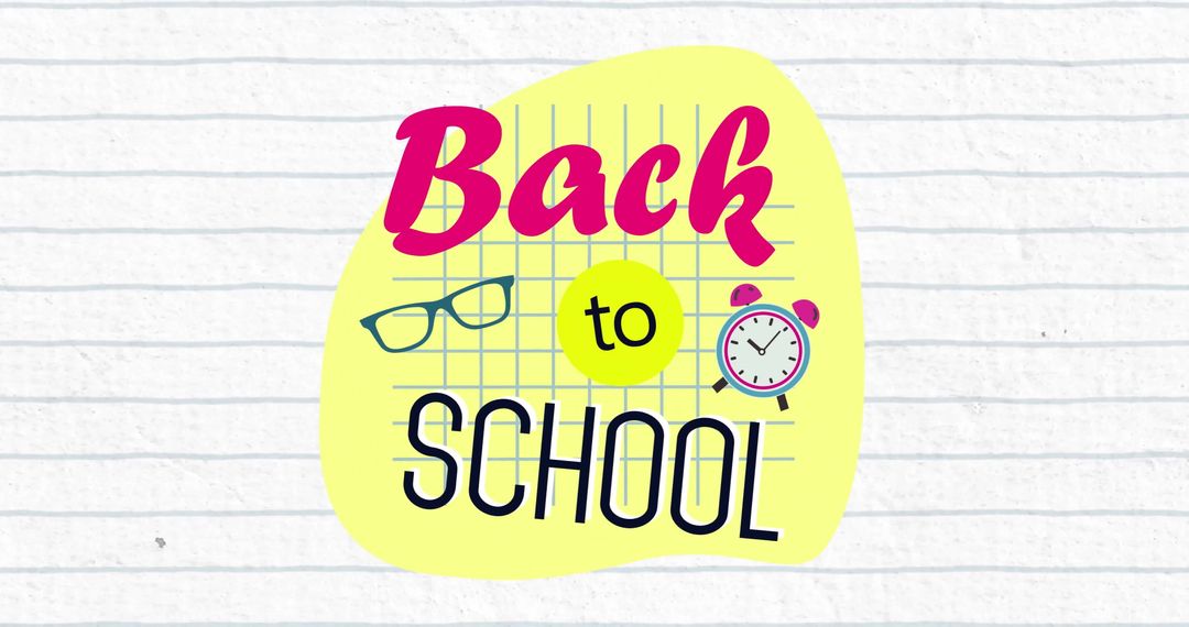 Colorful Back to School Design With Glasses and Clock