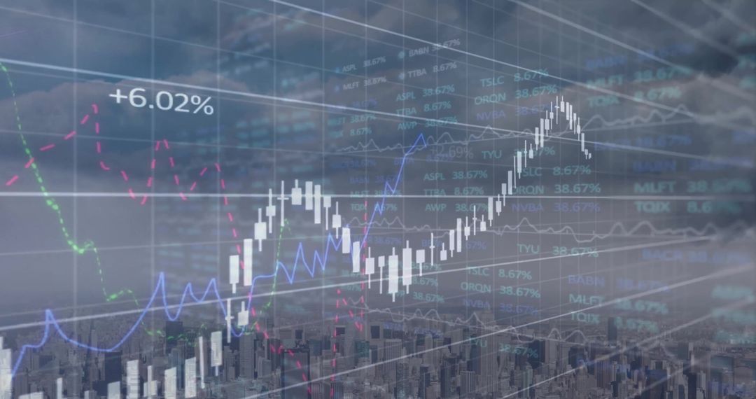 Digital Data Analysis Overlapping Modern Urban Skyline
